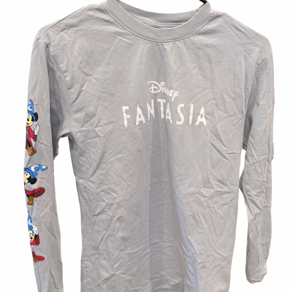Disney Fantasia Long Sleeve Tee - Light Gray with Colorful Sleeve Art